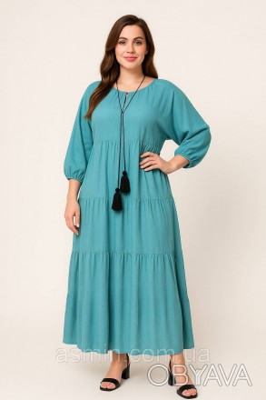 Длинное штапельное платье Турция, очень большие размеры 58-70 Merve Moda 509 Бир
