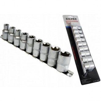 Набір спеціалізованих головок TORX 1/2" E10-24 9 ШТ. НА СТРІЧЦІ Silver S10630. Київ. фото 1 Набір спеціалізованих головок TORX 1/2" E10-24 9 ШТ. НА СТРІЧЦІ Silver S10630. Київ. фото 1