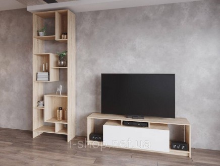 Стенка в гостинную Doros U1 160х38х48 см Дуб сонома/Белый (DRS-011410). Васильков. фото 1