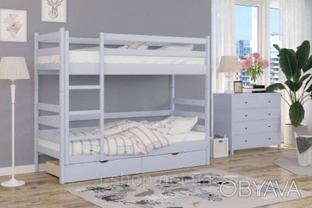 Двухъярусная детская кровать Mebigrand Соня Голубой (S 2010 R80 B) 80х190 см с я