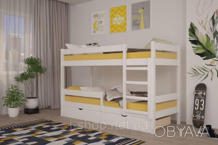 Двухъярусная детская кровать Mebigrand Атланта Мини Белый (RAL9003) 70х190 см с 