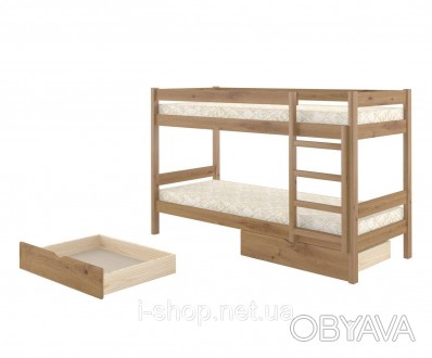 Двухъярусная детская кровать Mebigrand Атланта Мини Орех светлый 90х190 см с ящи