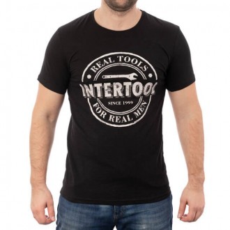Футболка чорна, S, 100% бавовна INTERTOOL SP-2201. Полтава. фото 1