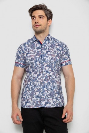 Рубашка мужская с коротким рукавом, цвет джинс, 214R582. Одесса. фото 1