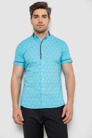 Рубашка мужская с коротким рукавом, цвет голубой, 214R3071. Одесса. фото 1