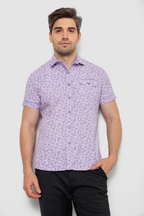 Рубашка мужская с коротким рукавом, цвет сиреневый, 214RG601. Одесса. фото 1