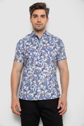 Рубашка мужская с коротким рукавом, цвет сиреневый, 214R582. Одесса. фото 1