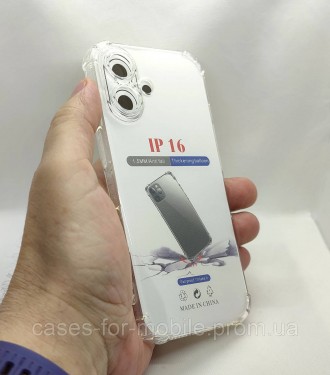 Прозрачный силиконовый чехол, бампер для iPhone 16 усиленные углы. Хмельницкий. фото 1