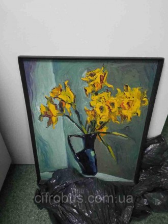 Картины, постеры, гобелены, панно Б/У Авторская картина маслом "Нарциссы" 57*45с. Киев. фото 1 Картины, постеры, гобелены, панно Б/У Авторская картина маслом "Нарциссы" 57*45с. Киев. фото 1