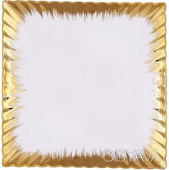 Тарелки фарфоровые Gold Luxury 31х31см, набор 2 квадратные тарелки