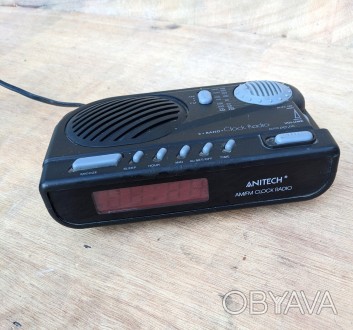 Радіоприймач ANITECH RW-950 з годинником, чорний, 220В / 9В, Привезений з Європи