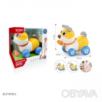 Каталка музыкальная на палке собачка с косточкой сенсор HE0553