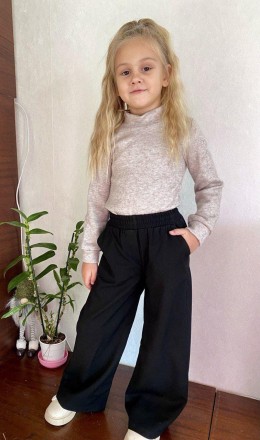 Школьные, комфортные брюки Палаццо  для девочки в черном цвете, размеры 116-152. Онуфриевка. фото 1