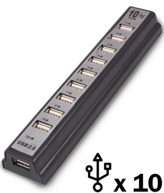 Розгалужувач USB HUB 10 PORTS з блоком живлення 220 V, розгалужувач на 10 портів USB-хаб. Красноград. фото 1