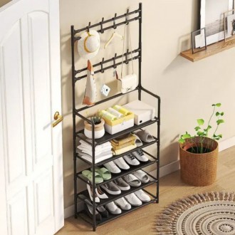 Підлогова стійка-вішалка для одягу та взуття Simple Floor Clothes Rack 172х60х26 см Чорна. Одеса. фото 1 Підлогова стійка-вішалка для одягу та взуття Simple Floor Clothes Rack 172х60х26 см Чорна. Одеса. фото 1