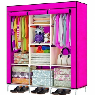 Складана тканинна шафа, шафа для одягу Storage Wardrobe 88130 на 3 секції Рожева. Одеса. фото 1 Складана тканинна шафа, шафа для одягу Storage Wardrobe 88130 на 3 секції Рожева. Одеса. фото 1