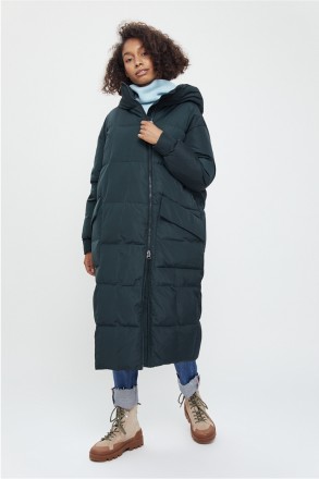 Длинный женский пуховик oversize Finn Flare W20-12004-524 зеленый S. Киев. фото 1 Длинный женский пуховик oversize Finn Flare W20-12004-524 зеленый S. Киев. фото 1
