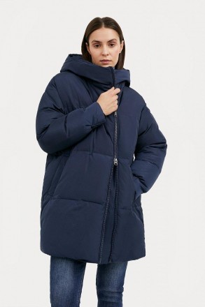 Удлиненный женский пуховик oversize Finn Flare W20-12005-101 синее XS. Киев. фото 1 Удлиненный женский пуховик oversize Finn Flare W20-12005-101 синее XS. Киев. фото 1