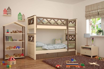 Двухъярусная детская кровать Mebigrand Мальта Айвори + Орех лесной 80х190 см с я. Одесса. фото 1 Двухъярусная детская кровать Mebigrand Мальта Айвори + Орех лесной 80х190 см с я. Одесса. фото 1