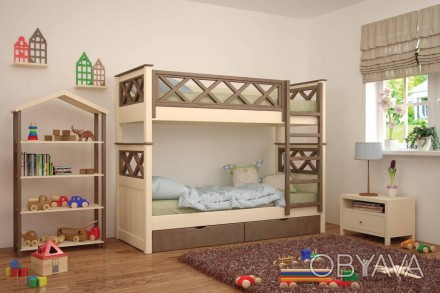 Двухъярусная детская кровать Mebigrand Мальта Айвори + Орех лесной 80х190 см с я