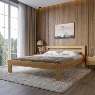 Двуспальная деревянная кровать Mebigrand Бавария Орех светлый 160х200 см (MBG-14. Одесса. фото 1