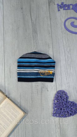 Шапка для мальчика демисезонная чорно синяя в полоску Размер 52/53 (5-6 лет). Кривой Рог. фото 1 Шапка для мальчика демисезонная чорно синяя в полоску Размер 52/53 (5-6 лет). Кривой Рог. фото 1