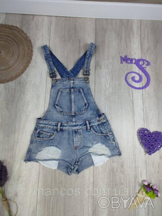 Женский джинсовый комбинезон с шортами Dungarees Cropp голубой Размер S (44)