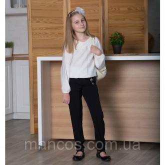 Блузка для девочки с воротничком с длинным рукавом, молочная SmileTime Claire. Кривой Рог. фото 1 Блузка для девочки с воротничком с длинным рукавом, молочная SmileTime Claire. Кривой Рог. фото 1