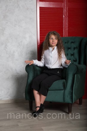 Белая рубашка блузка для девочки с кружевом на кнопках SmileTime Soft. Кривой Рог. фото 1