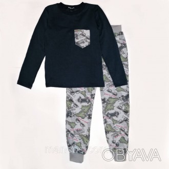 Пижама для мальчика SmileTime Sneakers, синяя с серым
