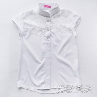 Белая блузка для девочки с кружевным гипюром на полочке Felicity SmileTime