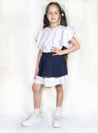 Блузка для девочки белая для школы с рукавами воланами Смайл Тайм Isabella, Smil. Кривой Рог. фото 1