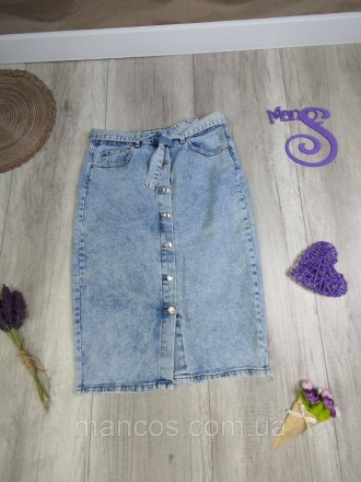 Юбка джинсовая женская голубая Denim Co, размер L, на пуговицах, с поясом. Кривой Рог. фото 1 Юбка джинсовая женская голубая Denim Co, размер L, на пуговицах, с поясом. Кривой Рог. фото 1