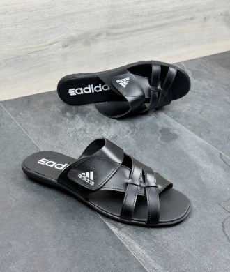 Шкіряні шльопанці Adidas колір чорний . Львов. фото 1 Шкіряні шльопанці Adidas колір чорний . Львов. фото 1
