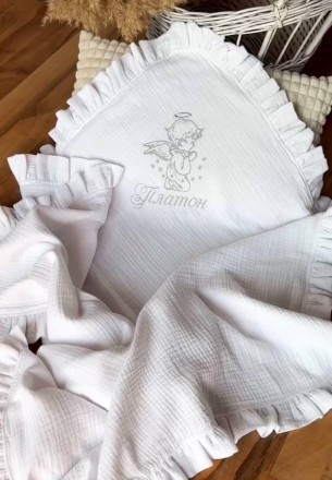 Крижма іменна Муслін Briliant Baby чотирьохшаровий білий 100х100 см з мереживом. Львов. фото 1 Крижма іменна Муслін Briliant Baby чотирьохшаровий білий 100х100 см з мереживом. Львов. фото 1