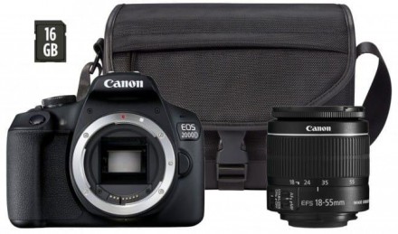 Canon EOS 2000D + lens EF-S 18-55 IS II + VUK (bag SB130 + karta 16GB). Львов. фото 1 Canon EOS 2000D + lens EF-S 18-55 IS II + VUK (bag SB130 + karta 16GB). Львов. фото 1