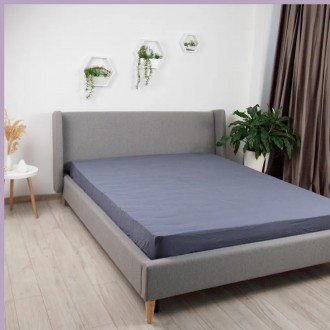 Простынь на резинке хлопковая односпальная 120x200 ТЕП Вдохновение графит. Одесса. фото 1