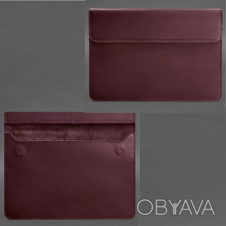 Шкіряний чохол конверт для ноутбука на макбук Lenovo HP Asus Acer DELL Apple УНІВЕРСАЛЬНИЙ на магнітах бордовий