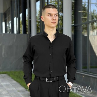 Черная Мужская рубашка Pobedov Legend стильная рубашка на весну/осень с воротник