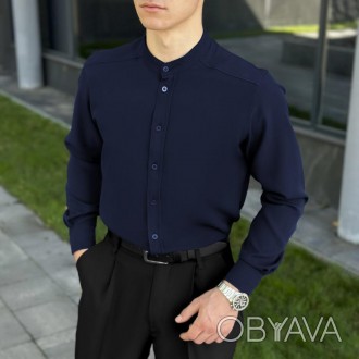 Мужская рубашка Pobedov Legend стильная рубашка на весну/осень с воротником стой