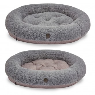 Лежанка для собак і котів овальна Harley and Cho, круглий лежак для тварин Bagel Fur Gray. Одеса. фото 1 Лежанка для собак і котів овальна Harley and Cho, круглий лежак для тварин Bagel Fur Gray. Одеса. фото 1