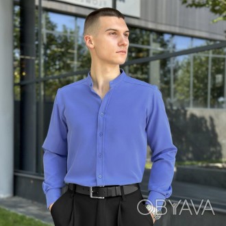 Мужская рубашка Pobedov Legend стильная рубашка на весну/осень с воротником стой