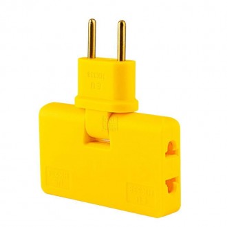 Трійник + перехідник 3 in 1, UK/US-EU, 220 В, 10 А, поворотний 180°, Yellow. Київ. фото 1 Трійник + перехідник 3 in 1, UK/US-EU, 220 В, 10 А, поворотний 180°, Yellow. Київ. фото 1