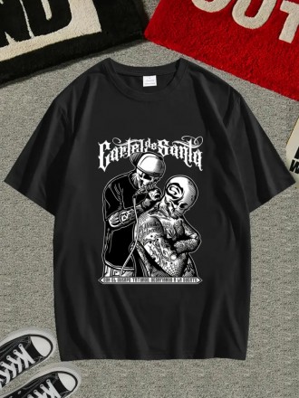 Футболка чорна з ДТФ (оверсайз) | 57-240. Львов. фото 1