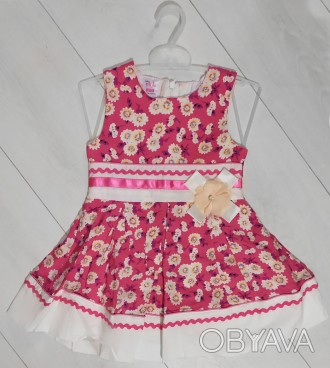 Платье детское нарядное для девочки с коротким рукавом, Baby Pink (размер 98)