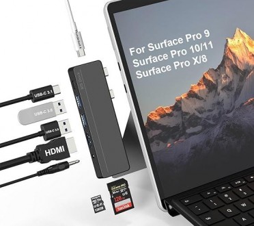 Док-станція для Surface Pro 8/9/X/10/11 — багатопортовий концентратор. Кропивницький. фото 1 Док-станція для Surface Pro 8/9/X/10/11 — багатопортовий концентратор. Кропивницький. фото 1