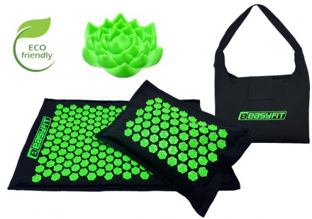 Массажный коврик EasyFit AcuRelax с иголками (аппликатор Кузнецова) черно-зелены. Шостка. фото 1 Массажный коврик EasyFit AcuRelax с иголками (аппликатор Кузнецова) черно-зелены. Шостка. фото 1