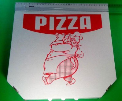 Коробка для пиццы 35 см белая с печатью Поваренок 350х350х40 мм (100) (100 шт). Харьков. фото 1