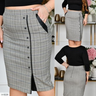 Юбка карандаш женская классическая деловая строгая в клетку по колено миди с кар. Одесса. фото 1