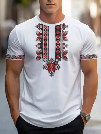 Мужская вышиванка футболка с 3D принтом  . Патриотическая футболка Украины. Чернигов. фото 1